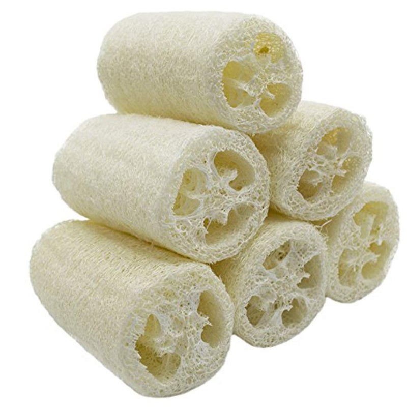 Serdokntbig Natural 6 Pack of 4 inch Loofah  Serdokntbig SPA Exfoliating Scrubber for Skin Care in Bath  Best Luffa Body Scrub Sponge  Remove Dead Skin - Image 1